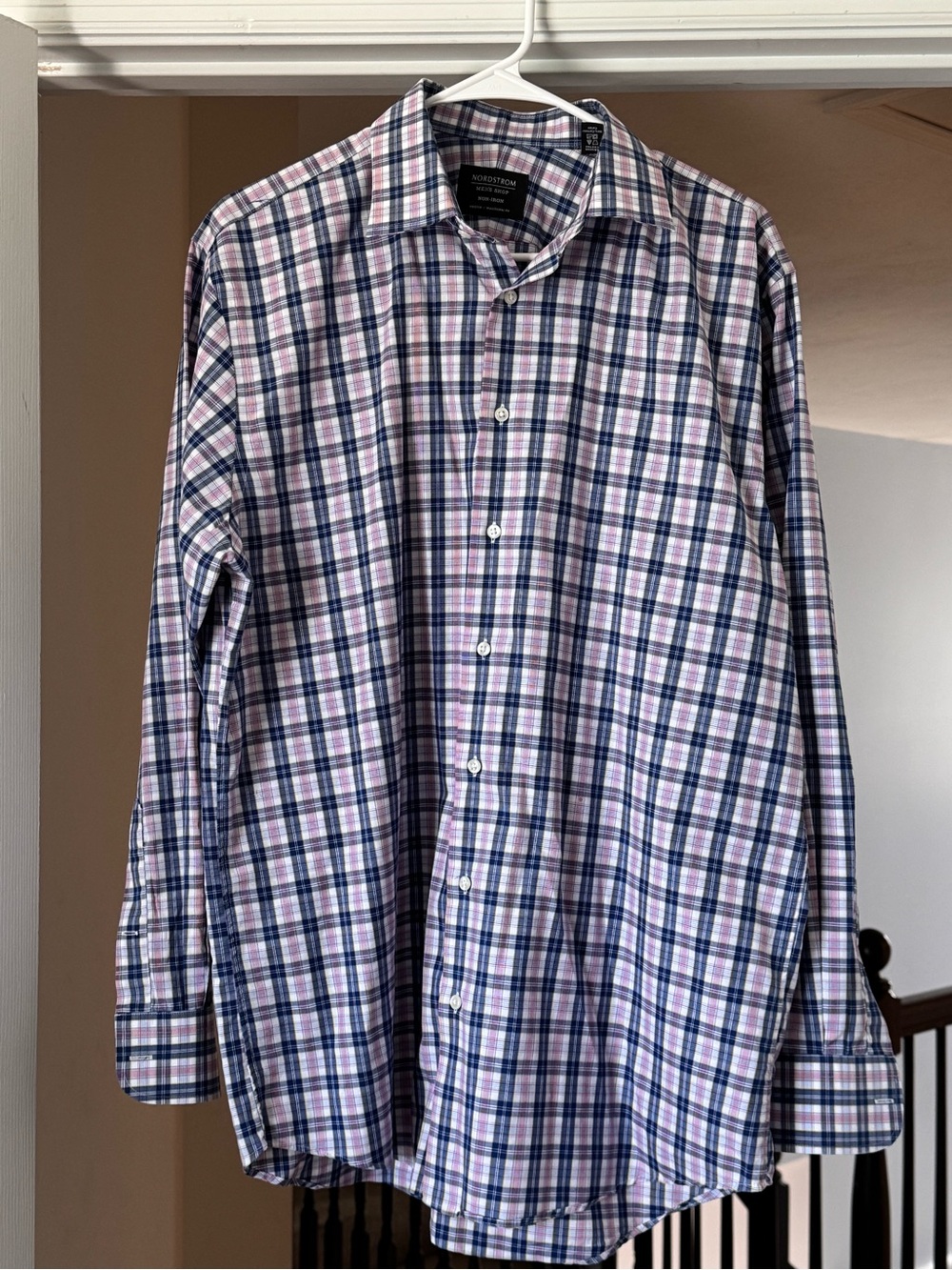 Nordstrom Plaid Button-Down Shirt in Blue and Pink